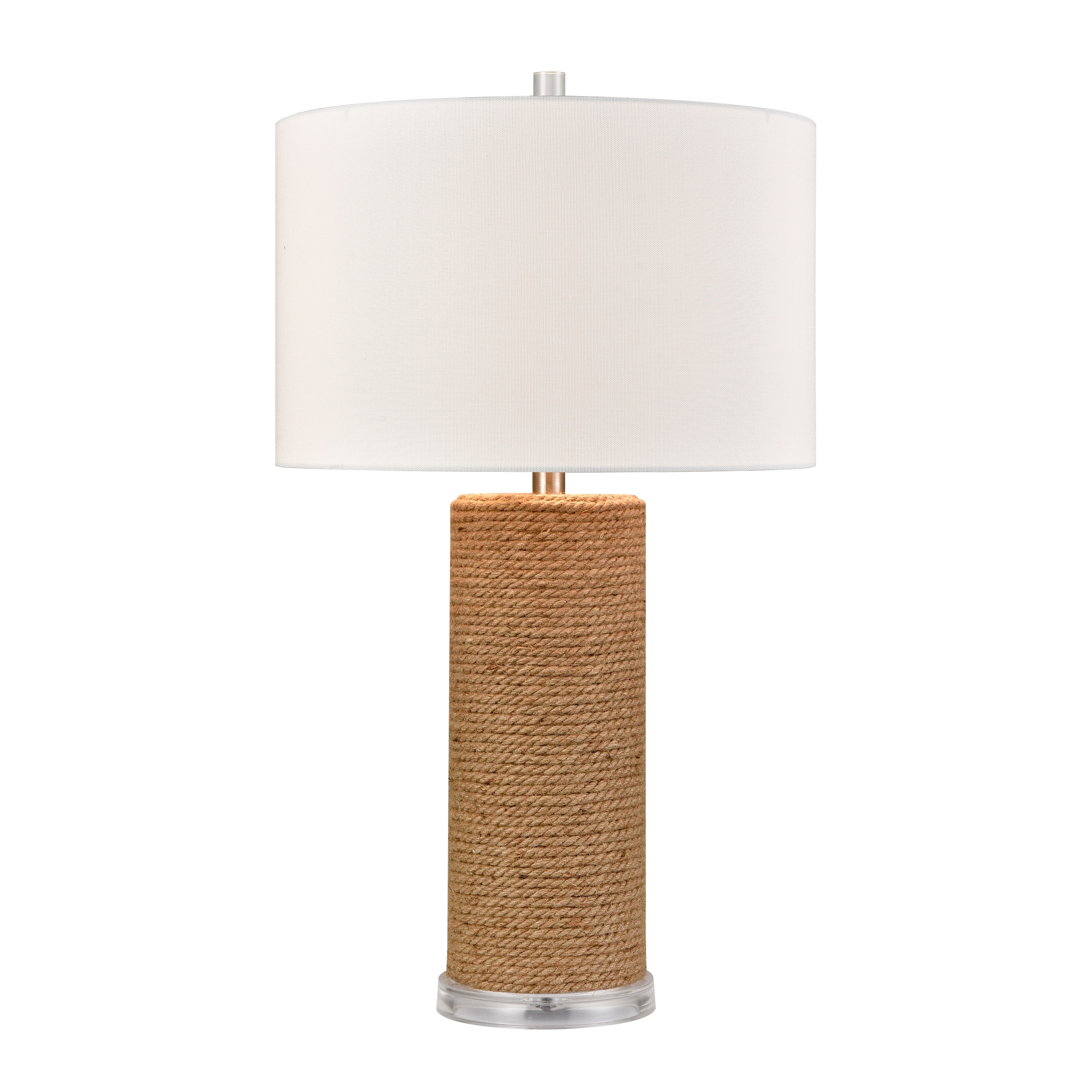 Elk Home Sherman Natural With White Linen Drum Shade Table Lamp