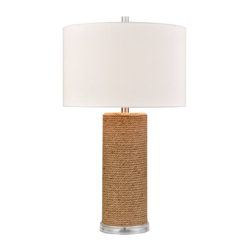 Elk Home Sherman Natural With White Linen Drum Shade Table Lamp