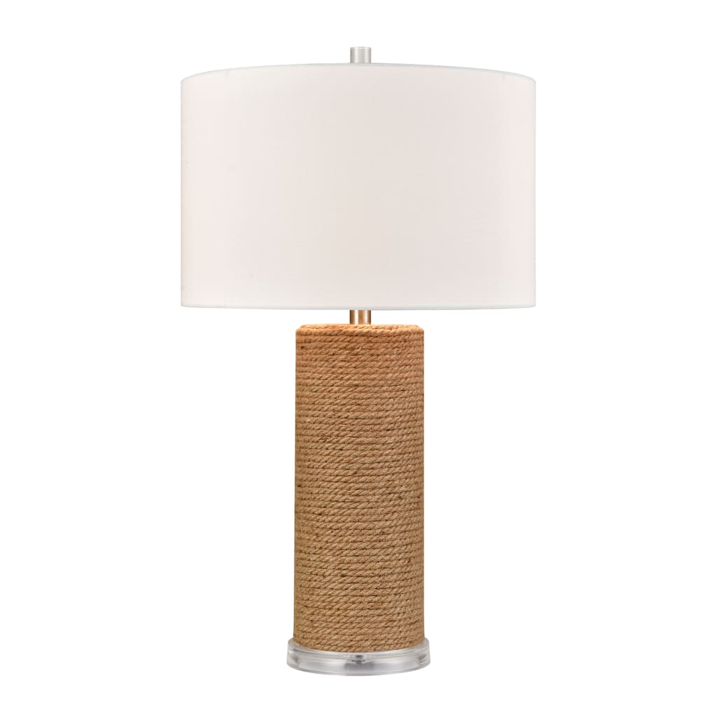 Elk Home Sherman Natural With White Linen Drum Shade Table Lamp