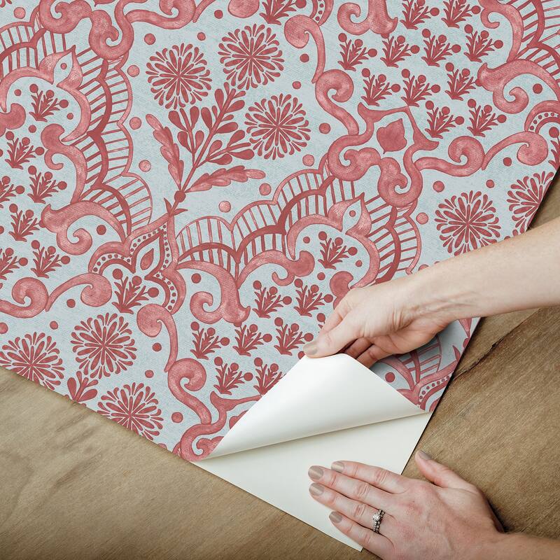 NuWallpaper Brownstone Boys Brownstone Blooms Brick and Sky Peel and Stick Wallpaper - N/A