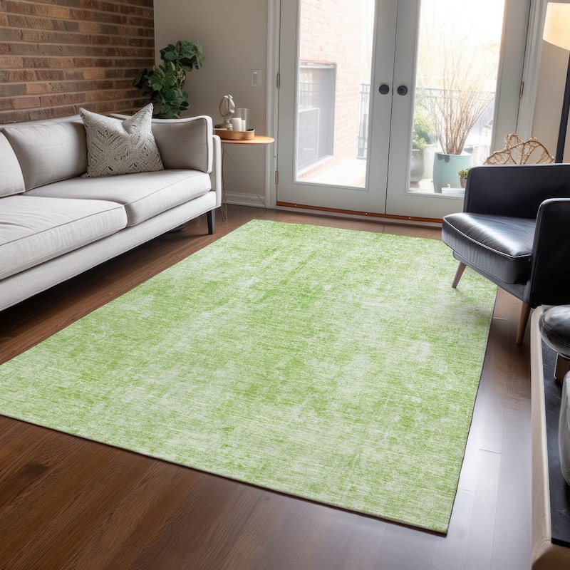 Machine Washable Indoor/ Outdoor Chantille Abstract Solid Rug - Aloe - 5' x 7'6"