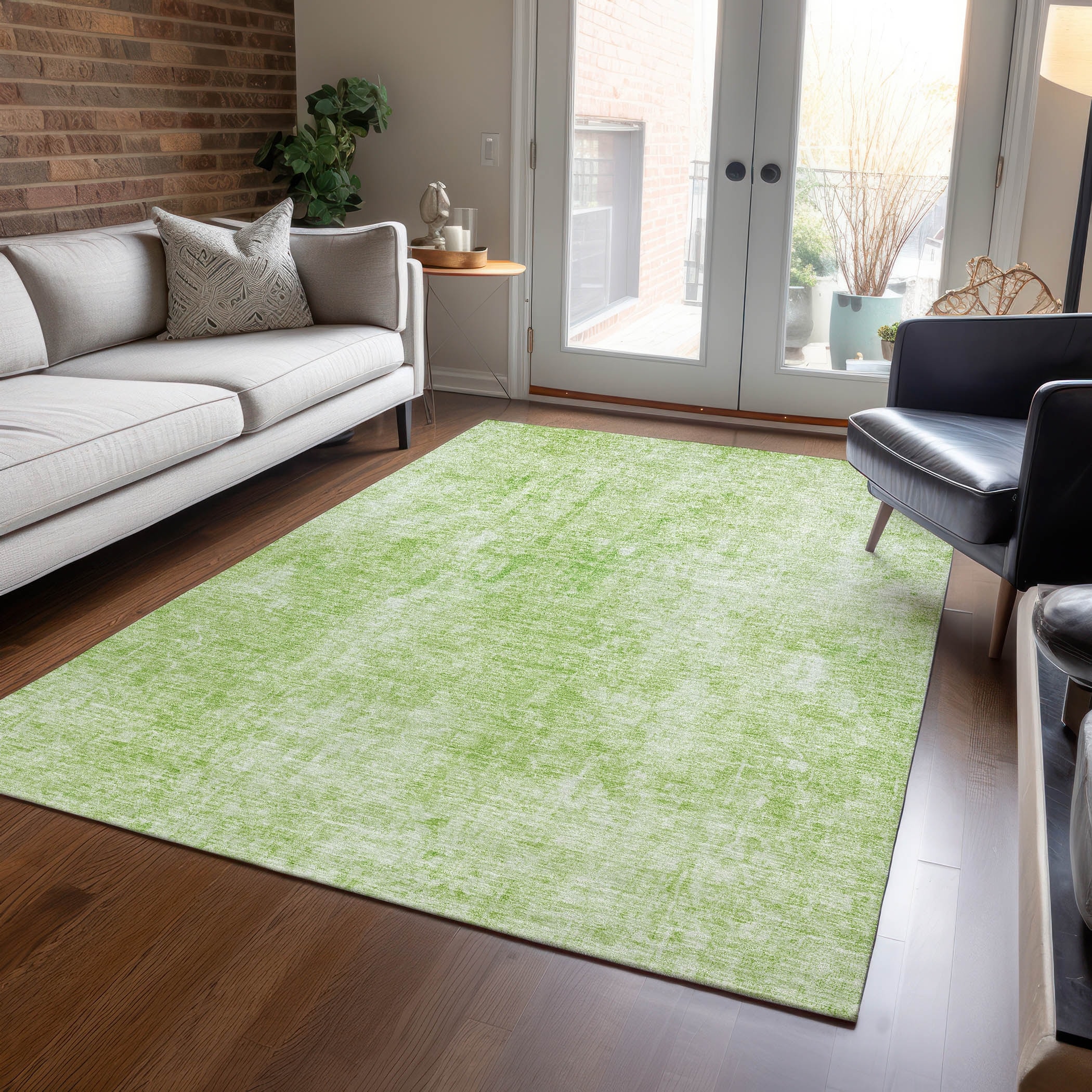 Machine Washable Indoor/ Outdoor Chantille Abstract Solid Rug