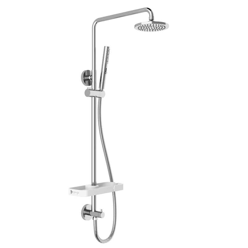 38"H 6 in Exposed Rain Shower Set With Handheld Shower (Valve Not Included) - Chrome