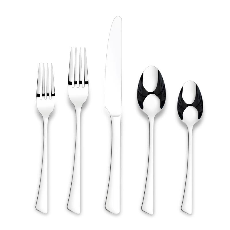 Ornative Abril 18/0 Mirror Stainless Steel 20 Pieces Flatware Set - 10.63" H x 6.69" W x 2.76" D - Mirror