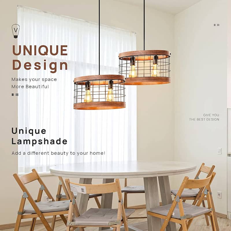 LEDONE Adjustable Height Farmhouse Ceiling Light, Vintage Chandelier,Industrial Pendant Light for Kitchen Island, Home - 47.2