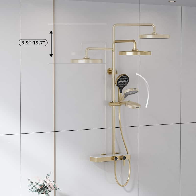 Modland 3-Function Wall Mount Shower System with Tub Spout 10.8" Rainfall Shower & Handheld Shower