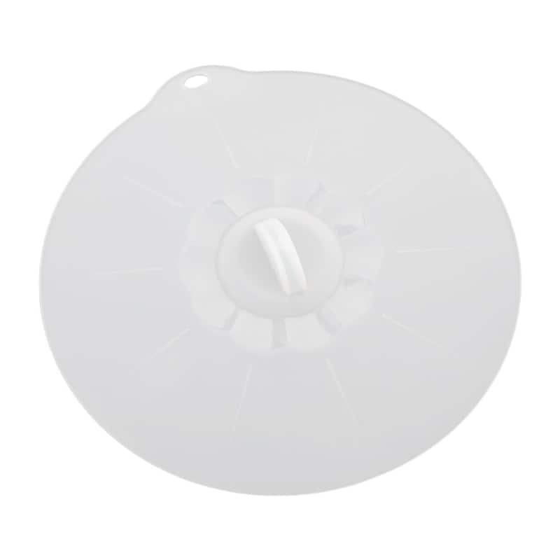 Kitchen Silicone Frying Pan Pot Skillet Bowl Lid Food Cover Clear White 2pcs - Clear White