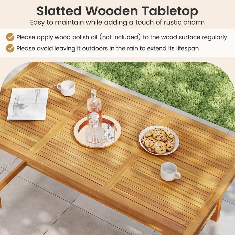Costway 63" Acacia Wood Dining Table for 6 People with 1.97" Umbrella - See Details
