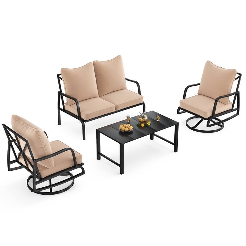Set of 2 Patio Furniture, Outdoor Swivel and Rocking Patio Chairs