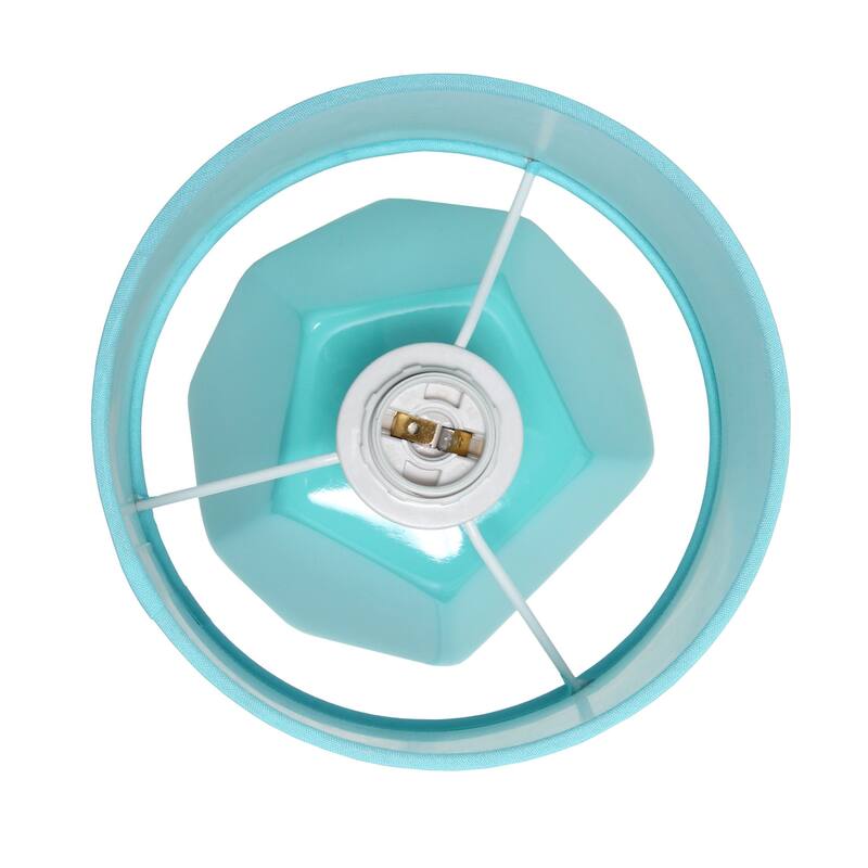 Geometric Table Lamp With Long Drum Shade - 10.5" - Blue