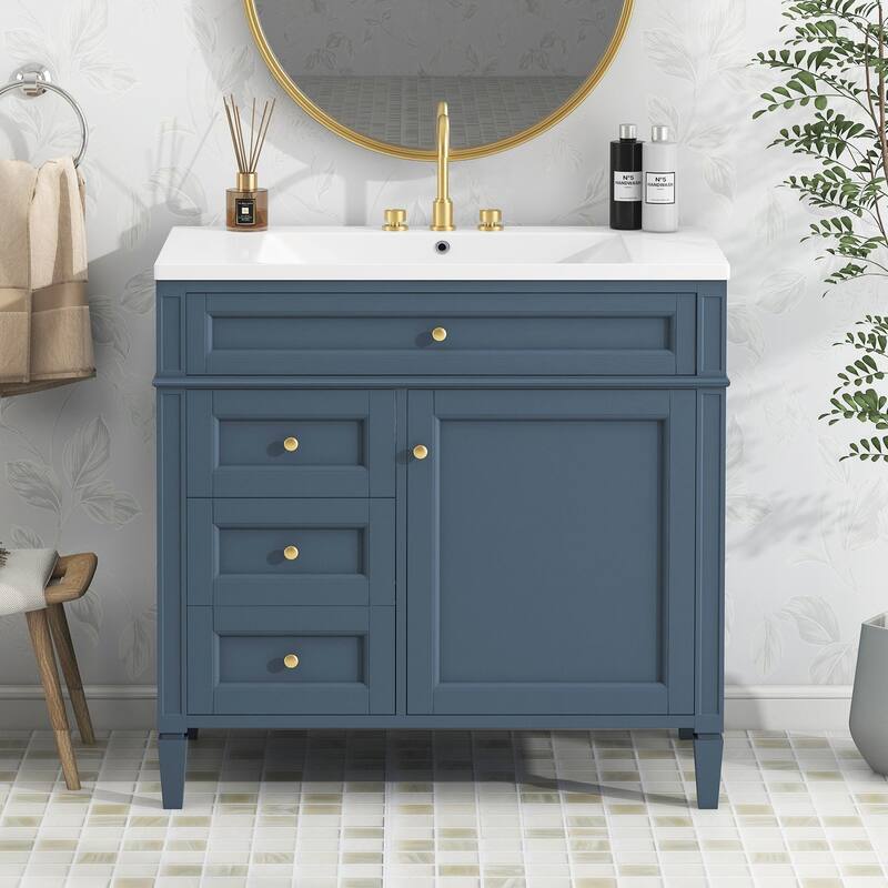 36'' Bathroom Vanity with Top Sink, 3 Drawers for Stylish Storage