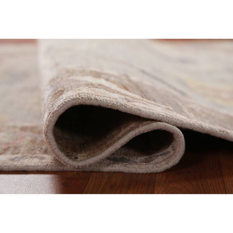Hand Knotted Oriental 100% Wool Carpet Transitional All-Over Greys & Charcoal Oushak Area Rug - 6' 1'' X 4' 10''