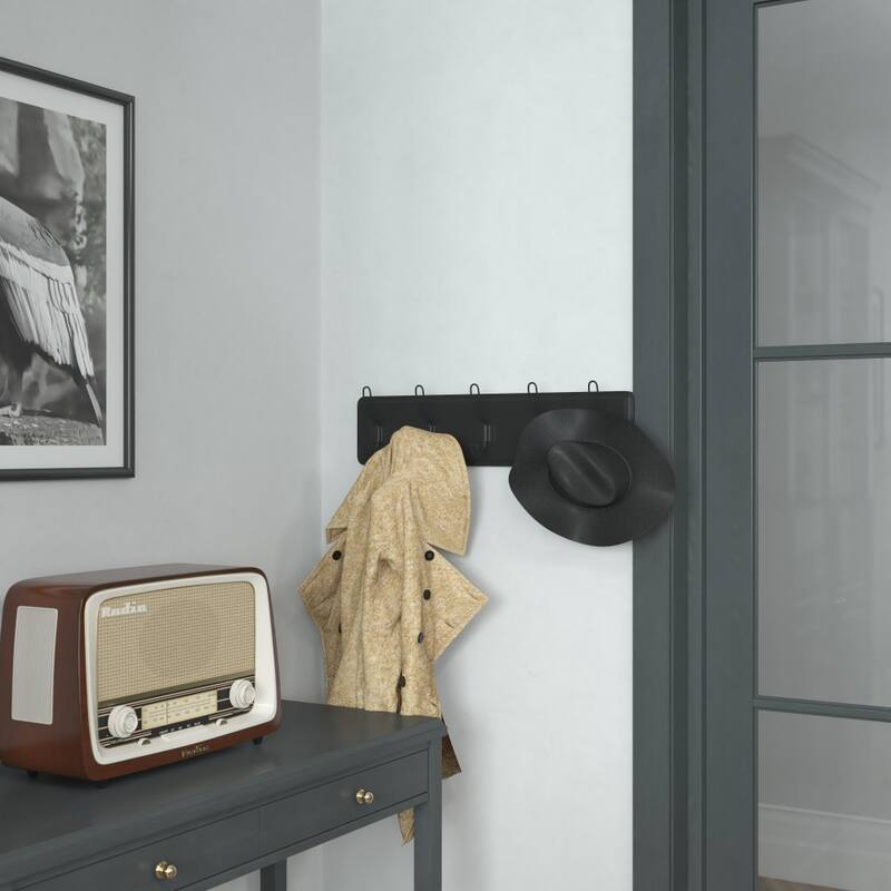Wall Mounted Storage Rack with Upper Shelf and Storage Hooks
