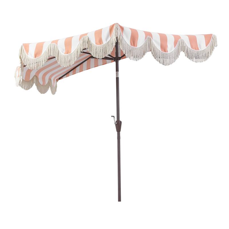 9ft Half Market Umbrella, Scalloped, Crank, Tilt, UV, by JONATHAN Y