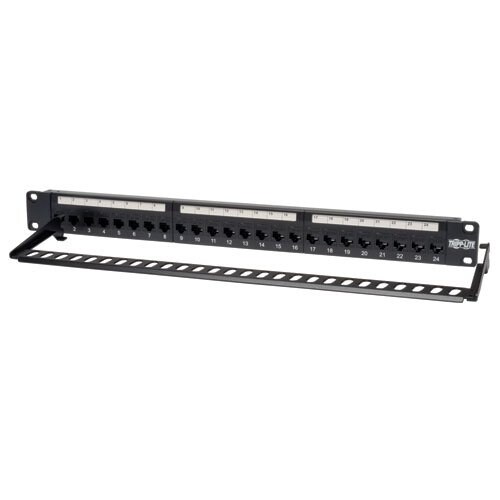 RJ45 Ethernet N054-024 Tripp Lite 24-Port 1U Rackmount Cat5e Feedthrough Patch Panel