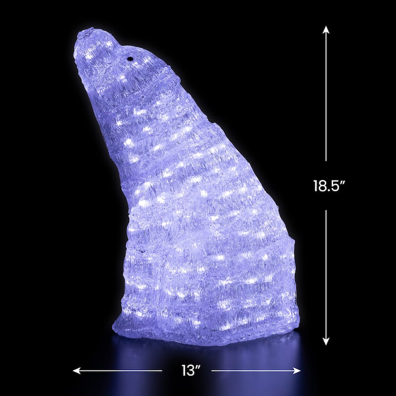 18.5" Lighted Acrylic Polar Bear Christmas Display Decor