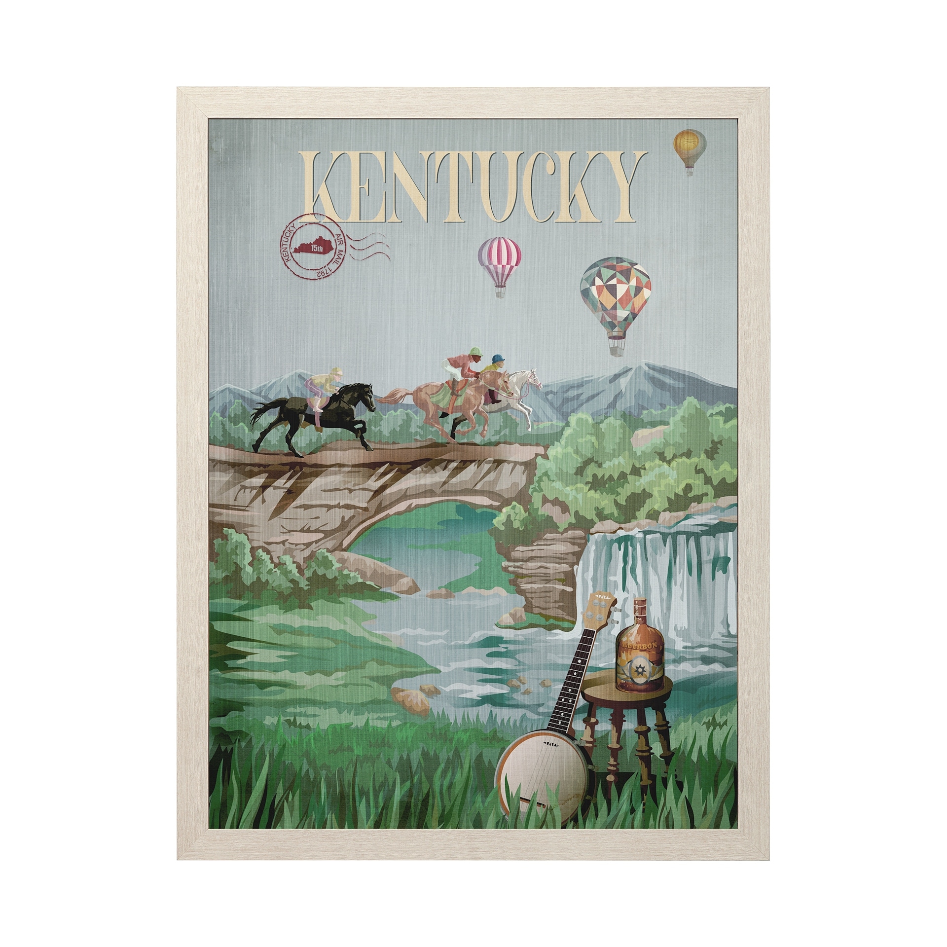 Mercana Kentucky Go USA (L) by Mercana Studio a Hand Embellished Decograph Framed Art Print