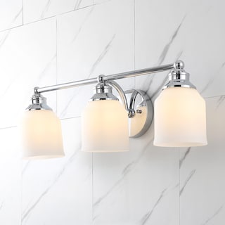 Jayne Iron/Frosted Glass Farmhouse Cottage LED Vanity Light, by JONATHAN  Y