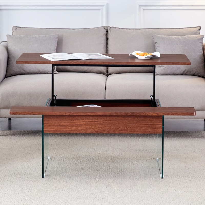 Versatile Lifting Coffee Table with Storage and Multiple Options - Dark Brown