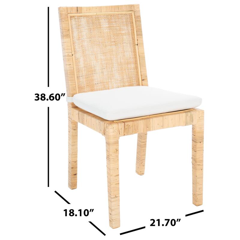 SAFAVIEH Jessye Cane Dining Room Chair with Cushion (Set of 2) - 21.7" W x 18.1" L x 38.6" H - 22"W x 18"D x 35"H