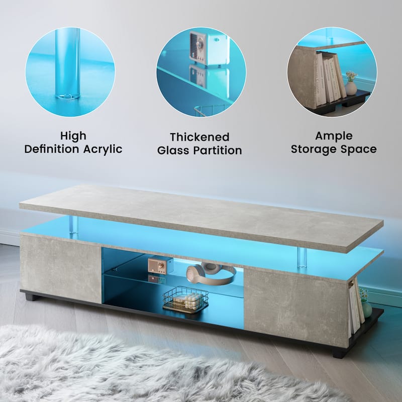 TV Stand for 55 Inch TV LED Gaming Entertainment Center Media Storage Console Table with Large Side Cabinet for Living Room