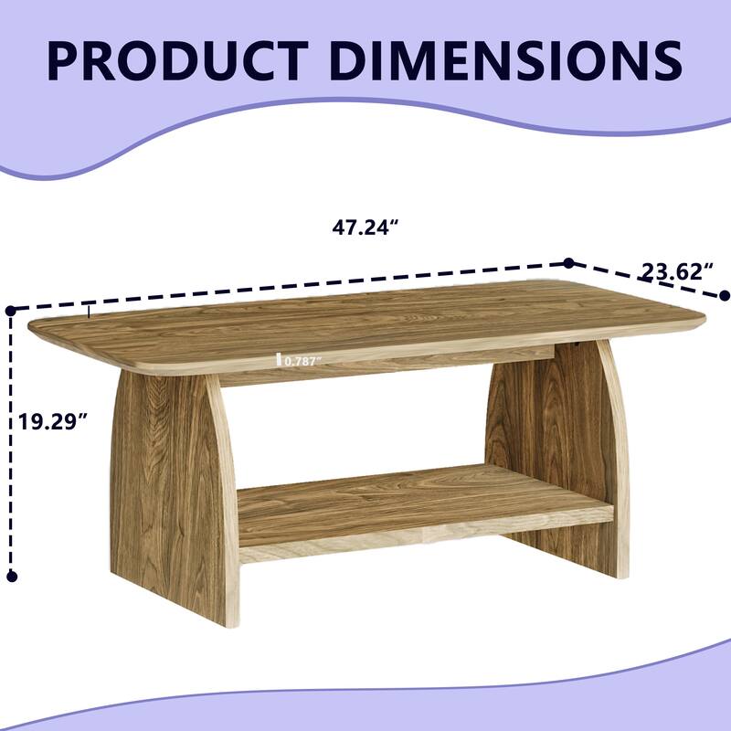 Rectangular End Table Side Table with Open Shelf, Rustic Coffee Table Sofa Table Tea Table for Living Room