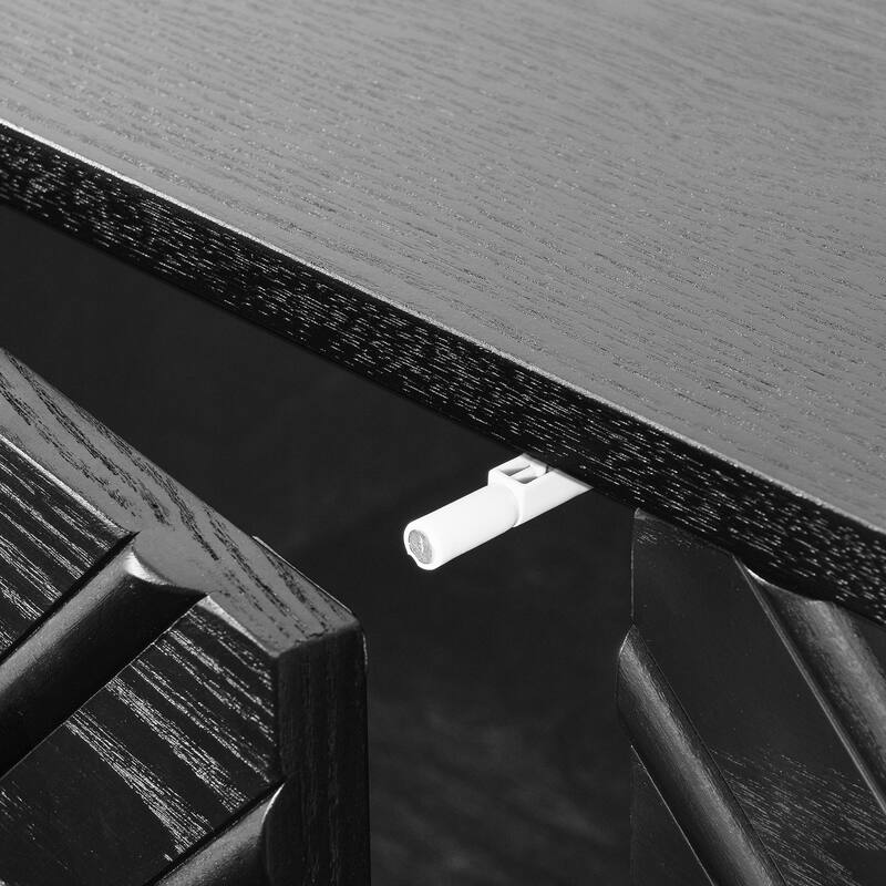 Buffet Cabinet with Storage, Farmhouse Fluted Sideboard with Geometric Pattern & Adjustable Shelves