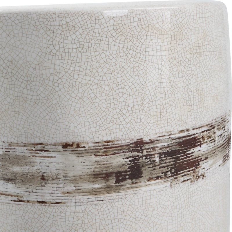 Uttermost Comanche White Ceramic Garden Stool - 13"W x 18"H x 13"D