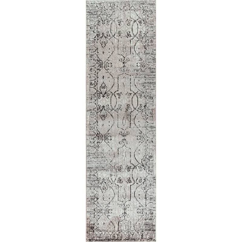 Alora Decor Swagger Persian-style Scroll Rug - 2'3" x 7'7" - Taupe