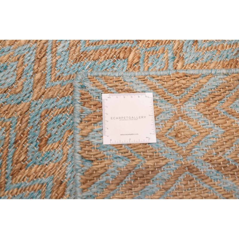 ECARPETGALLERY Flat-Weave Palas Denizli Light Blue, Tan Kilim - 5'3 x 7'5