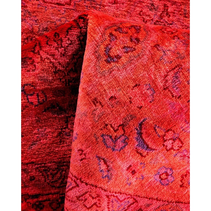 Overton Hand Knotted Wool Vintage Inspired Modern Contemporary Overdyed Pink Round Area Rug - 4' 3" x 4' 3"