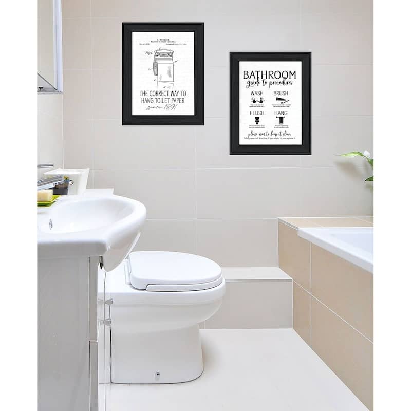 Trendy Decor 4U "Bathroom Guide to Procedures" Printed Framed Wall Art by Lettered & Lined