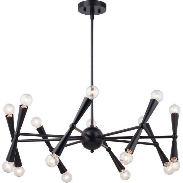 slide 2 of 10, Vaxcel Lighting H0292 16 Light 29" Wide Chandelier Matte Black