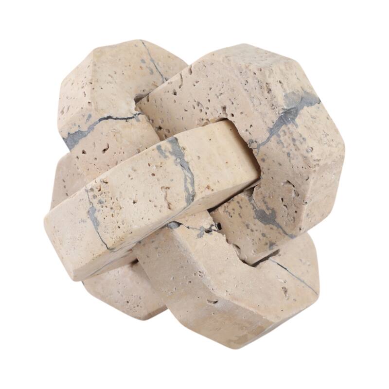 Stone Decorative Object Interlocking Geometric Sculptural Design