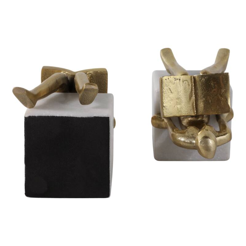 Metal Decorative Bookends Modern Seated Figurine (Set of 2) - 8" White - 7.5"