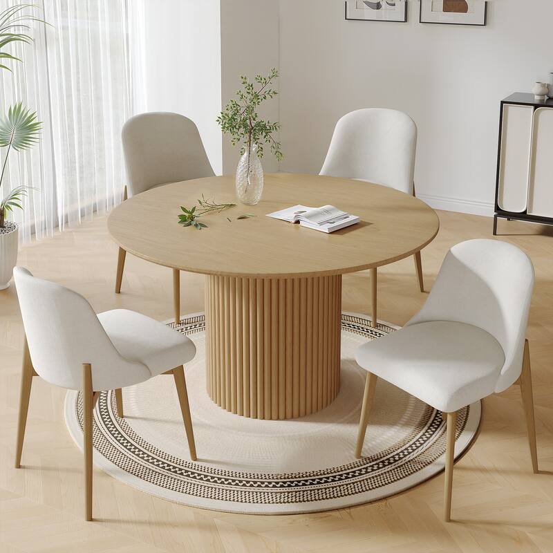 Dining Chairs Kitchen Chairs with Wood Legs Set of 4 - Oak