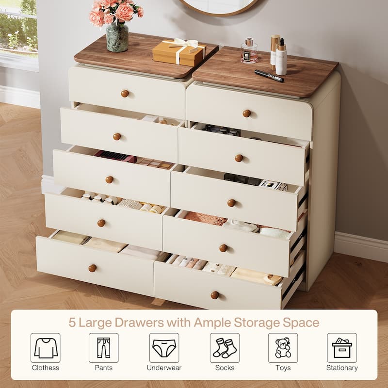 5-Drawer Wood Chest, Tall Storage Cabinet Organizer for Living Room, Bedroom, Closet, Entryway