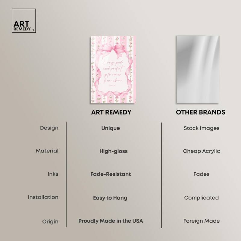 Good and Perfect Gift Bow Acrylic by Art Remedy, Ready to Hang