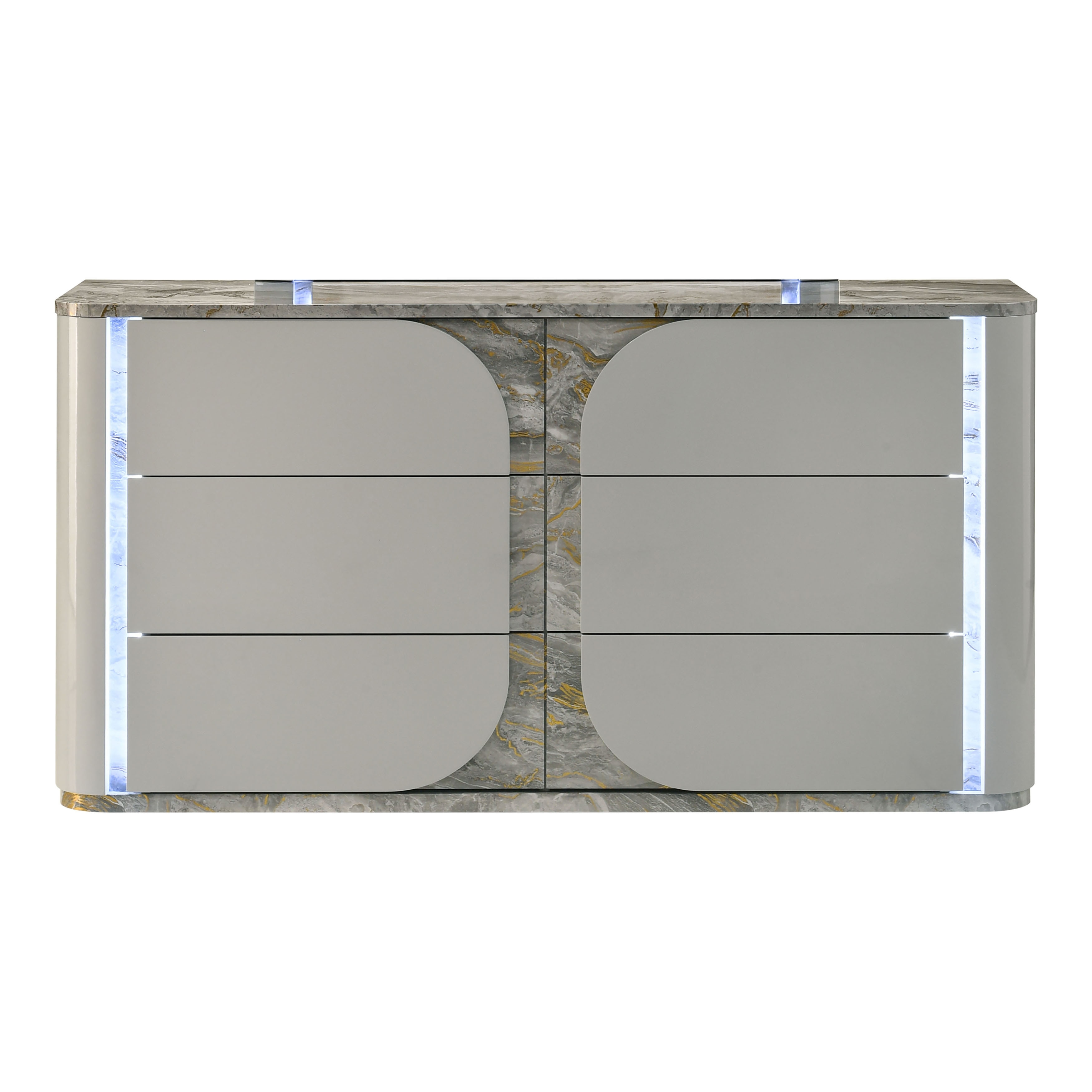 Furniture of America Sherri Modern Light Grey Wood 6-Drawer Dresser with Touch LED