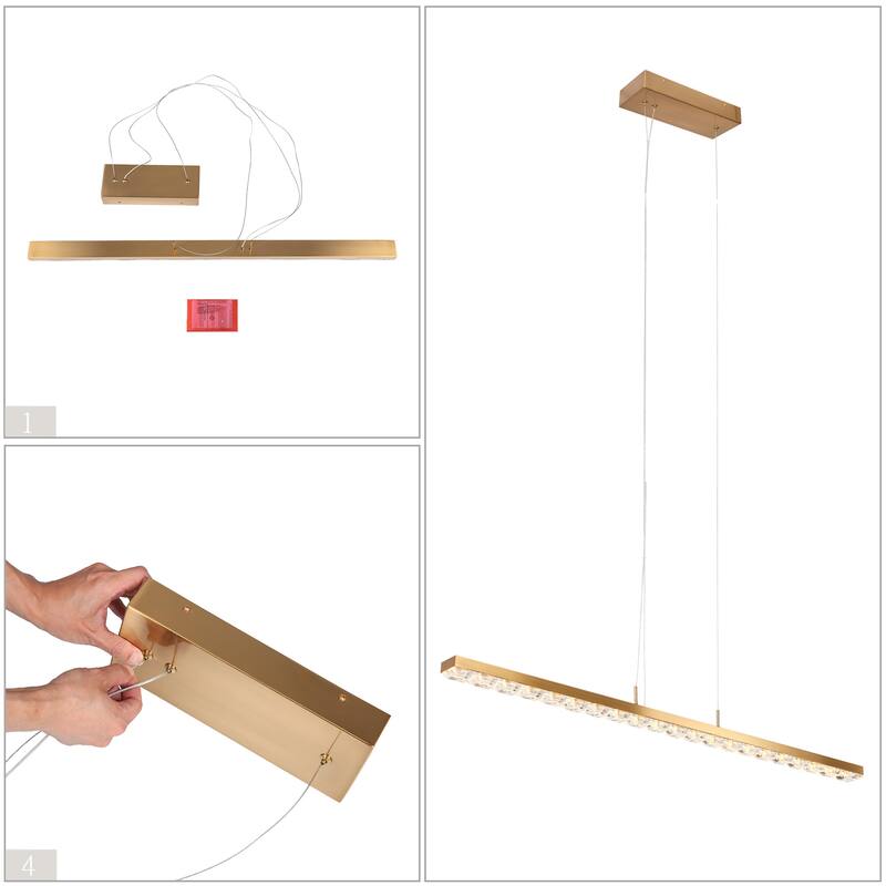 Modern Minimalist Linear LED Integrated Luxury Chandelier Dining Room Crystal Pendant - L39.4"* W2"* H1.4"