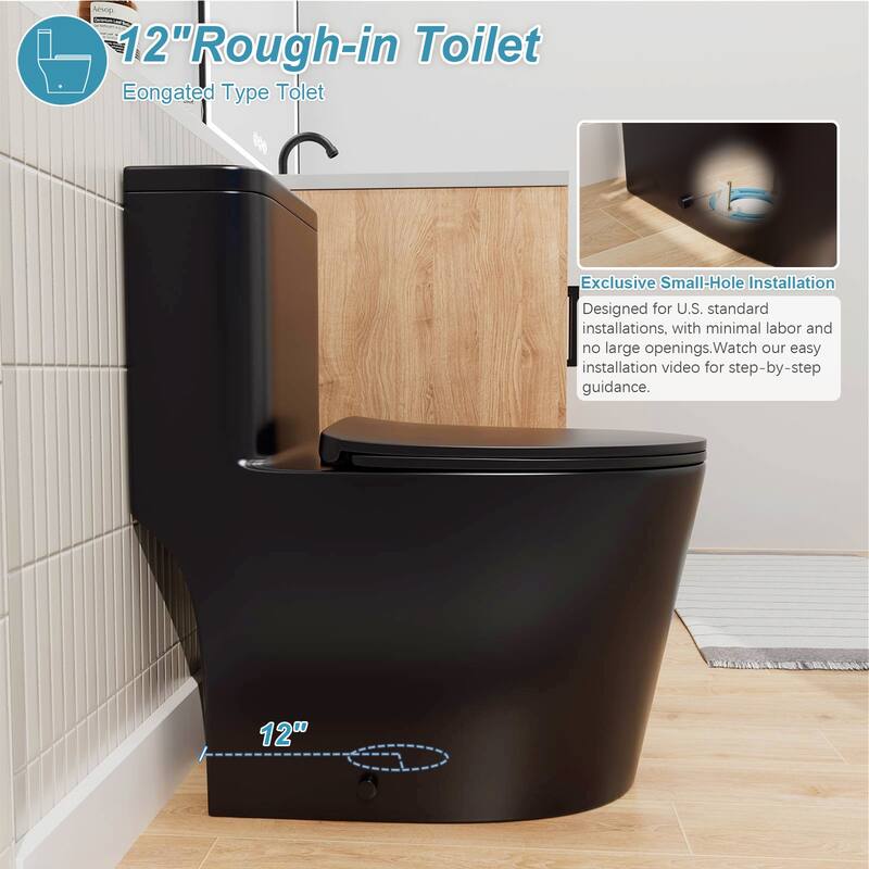 One-piece 1.0/1.28 GPF High Efficiency Dual Flush Elongated Toilet in Gloss White - N/A