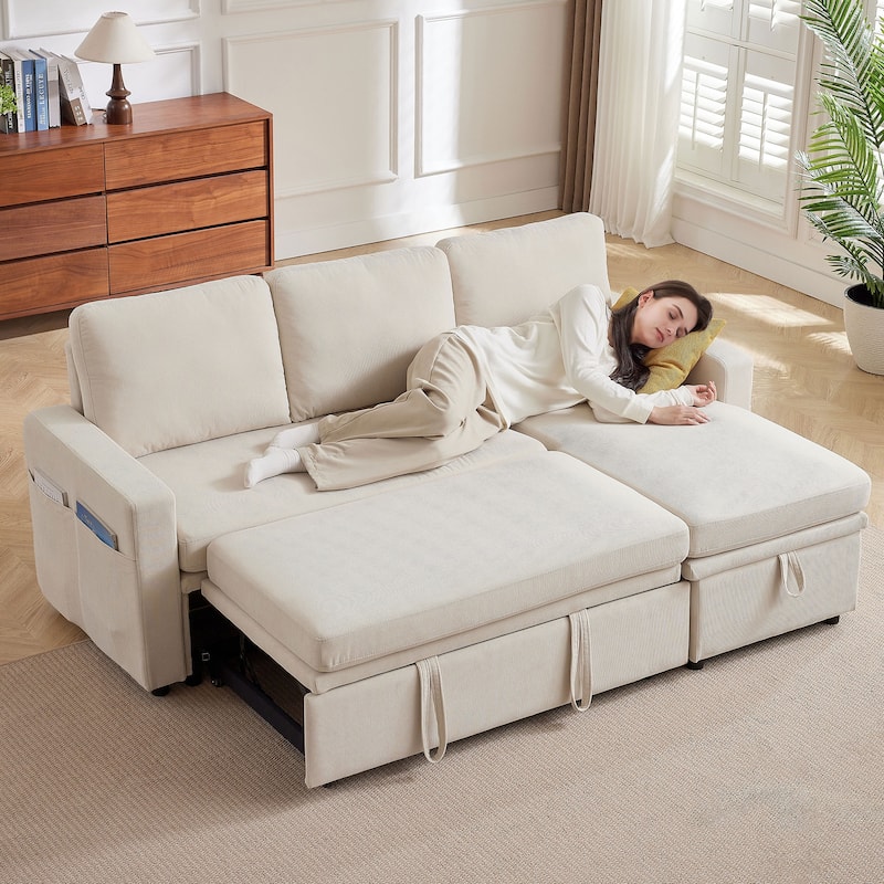 78.94" Striped Fabric Sleeper Sofa