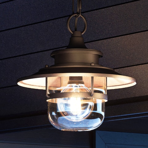 Luxury Farmhouse Pendant, 11"H x 11"W, with Industrial Style, Oil Rubbed Bronze, by Urban Ambiance