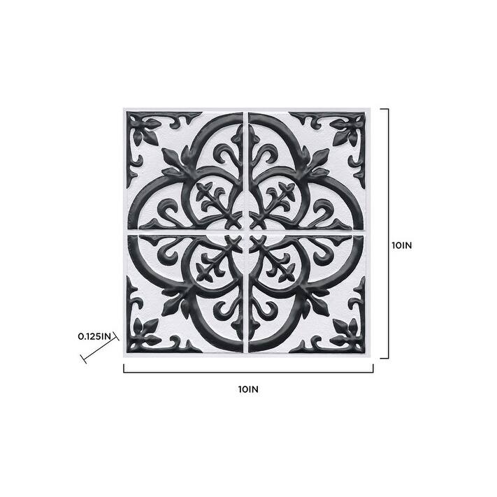 InHome Black & White Mason Peel & Stick Embossed Tile Backsplash