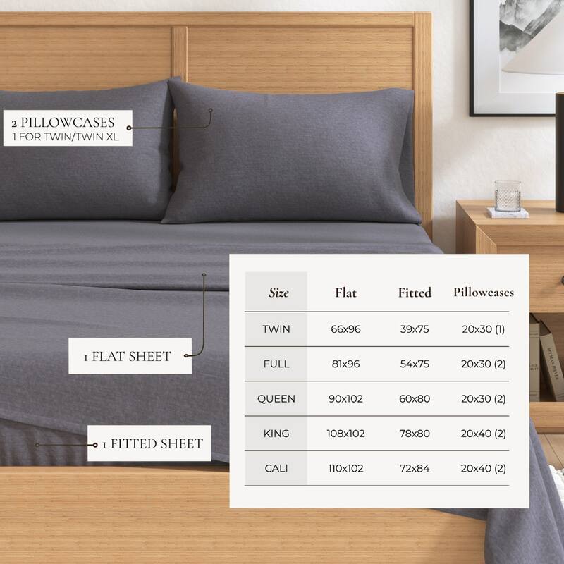 Linery & Co. Cotton Blend Double-Brushed Heathered Flannel Bed Sheet Set