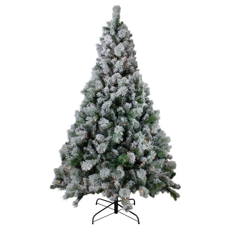 6.5' Full Flocked Somerset Spruce Artificial Tree Clear Lights - 6.5 Foot