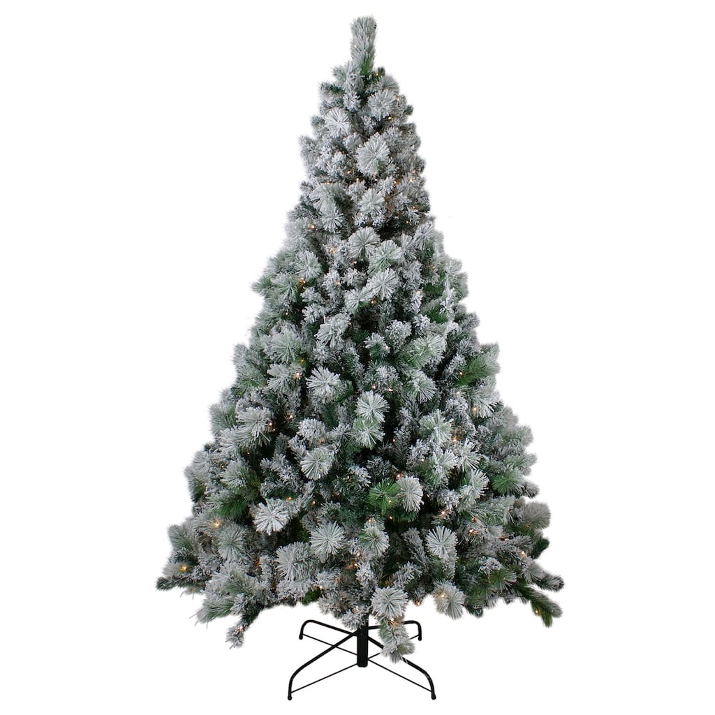 6.5' Full Flocked Somerset Spruce Artificial Tree Clear Lights - 6.5 Foot