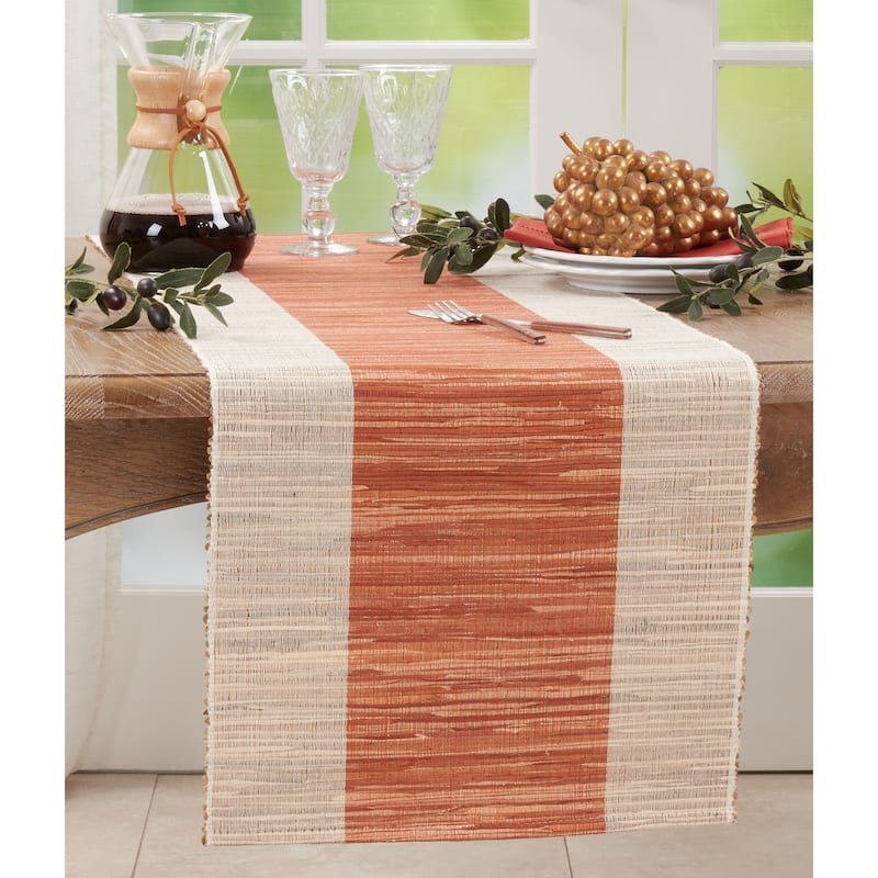 Shimmering Table Runner With Banded Design - 16"x72"