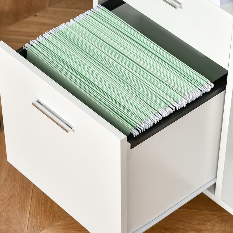 Vinsetto Printer Stand with 2 Drawers, Adjustable Shelves and Wheels for Home Office