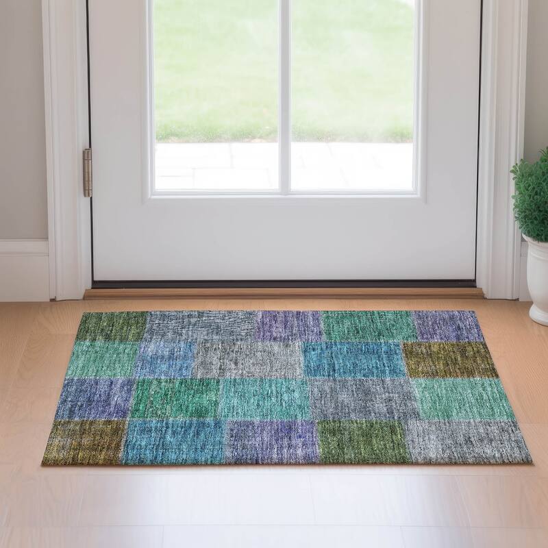 Premium Washable Super Soft Vintage Global Mayfield Rug - Green - 1' 8" x 2' 6" - Rectangle